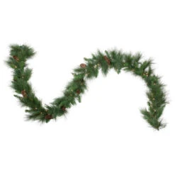 Northlight 9' X 12" Pre-Lit White Valley Pine Needle Artificial Christmas Garland, Clear Lights