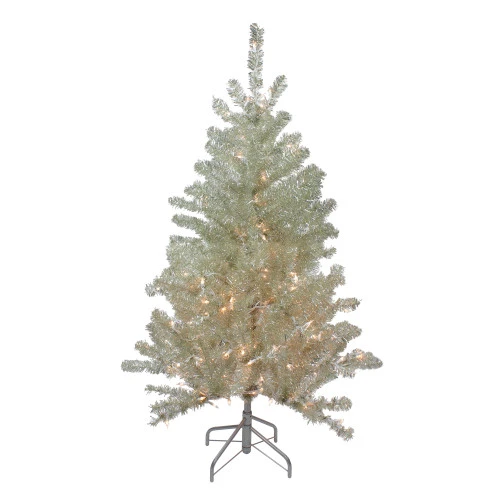 Northlight 4.5' Soft Metallic Champagne Artificial Tinsel Christmas Tree - Clear Lights 1 Northlight 4.5' Soft Metallic Champagne Artificial Tinsel Christmas Tree - Clear Lights