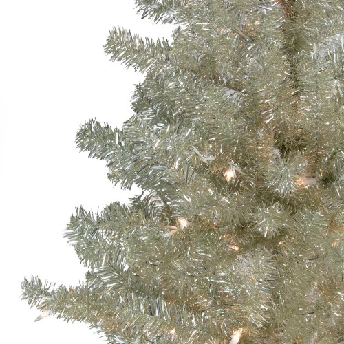 Northlight 6' Pre-Lit Silver Champagne Artificial Metallic Tinsel Christmas Tree - Clear Lights 3 Northlight 6' Pre-Lit Silver Champagne Artificial Metallic Tinsel Christmas Tree - Clear Lights - Image 3
