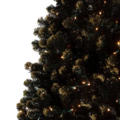 Northlight Pre-Lit LED Black Crystal Pine With Gold Glitter Artificial Christmas Tree - 7.5 Ft Clear Lights -Chic Christmas Decoration northlight v27364 1 49577.1665610428