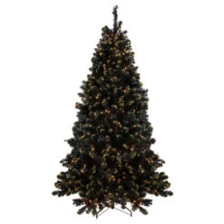 Northlight Pre-Lit LED Black Crystal Pine With Gold Glitter Artificial Christmas Tree - 7.5 Ft Clear Lights