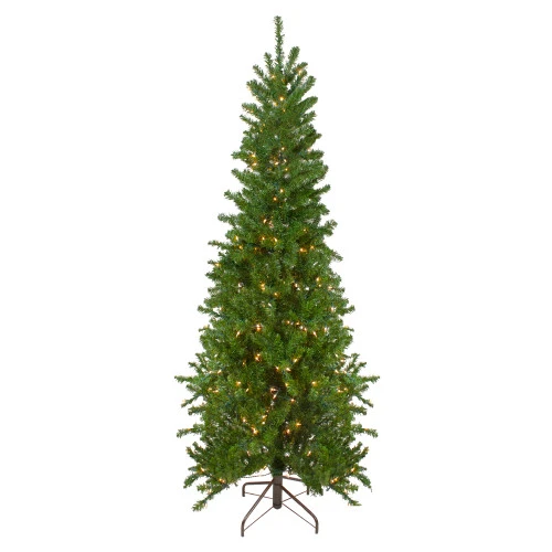 Northlight 7.5' Pre-Lit Pencil Canadian Pine Artificial Christmas Tree - Clear Lights 1 Northlight 7.5' Pre-Lit Pencil Canadian Pine Artificial Christmas Tree - Clear Lights
