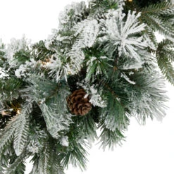 Northlight Pre-Lit Flocked Rosemary Emerald Angel Pine Artificial Christmas Wreath - 30-Inch, Clear LED Lights -Chic Christmas Decoration northlight v27390 02 52977.1692025709