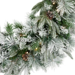 Northlight Pre-Lit Flocked Rosemary Emerald Angel Pine Artificial Christmas Wreath - 30-Inch, Clear LED Lights -Chic Christmas Decoration northlight v27390 04 36705.1692025709