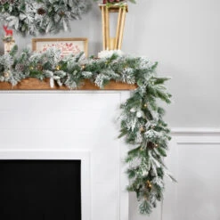 Northlight 9' X 14" Pre-Lit Flocked Mixed Rosemary Emerald Pine Artificial Christmas Garland - Clear LED Lights -Chic Christmas Decoration northlight v27391 styled 2 17469.1689863897
