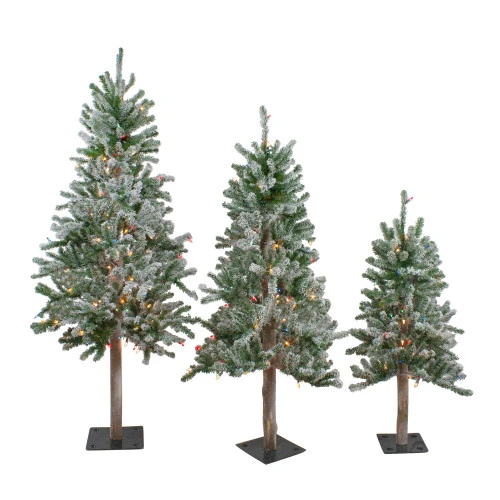 Northlight Set Of 3 Flocked Alpine Artificial Christmas Trees - Unlit 1 Northlight Set Of 3 Flocked Alpine Artificial Christmas Trees - Unlit