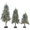 Northlight Set Of 3 Pre-Lit Slim Flocked Alpine Artificial Christmas Trees 5' - Clear Lights