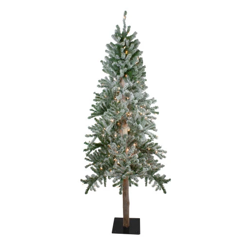 Northlight 6' Pre-Lit Flocked Alpine Artificial Christmas Tree, Clear Lights 1 Northlight 6' Pre-Lit Flocked Alpine Artificial Christmas Tree, Clear Lights