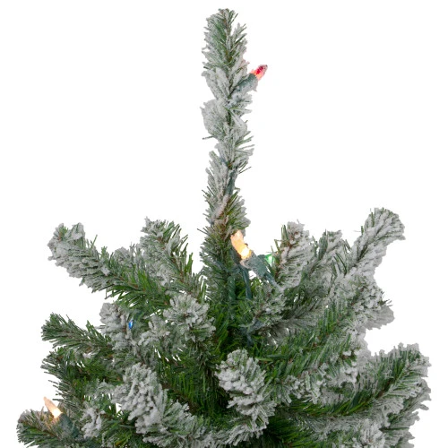 Northlight Set Of 3 Pre-Lit Slim Flocked Alpine Artificial Christmas Trees 6' - Multicolor Lights 5 Northlight Set Of 3 Pre-Lit Slim Flocked Alpine Artificial Christmas Trees 6' - Multicolor Lights - Image 5