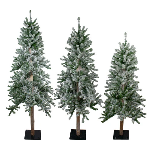Northlight Set Of 3 Slim Flocked Alpine Artificial Christmas Trees 6' - Unlit 1 Northlight Set Of 3 Slim Flocked Alpine Artificial Christmas Trees 6' - Unlit