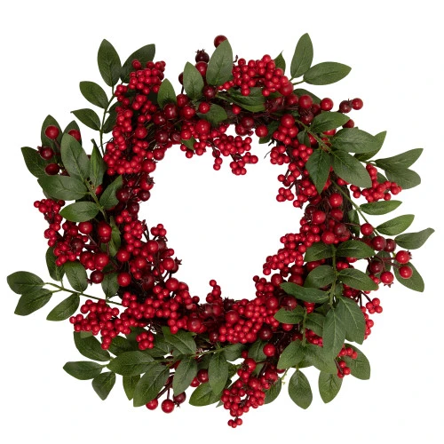 Northlight Lush Berry And Leaf Artificial Christmas Wreath, 18-Inch, Unlit 1 Northlight Lush Berry And Leaf Artificial Christmas Wreath, 18-Inch, Unlit