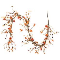 Northlight 5' X 6" Fall Harvest Berries And Leaves Twig Artificial Garland, Unlit