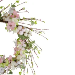 Northlight 18-Inch Pink And Green Hydrangeas With Cotton Artificial Floral Wreath -Chic Christmas Decoration northlight vm18629 2 updated 43139.1621447478