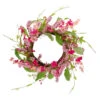 Northlight Geranium And Berry Artificial Spring Floral Wreath, Pink - 18-Inch