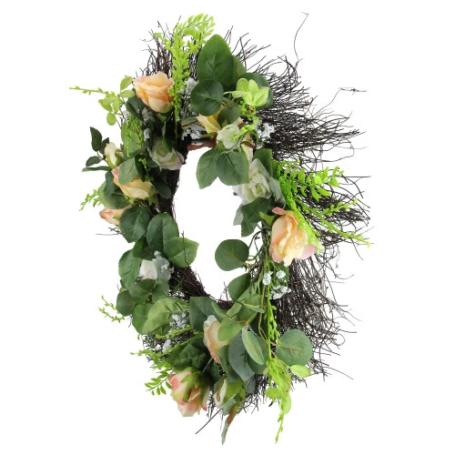 Northlight Rose And Foliage Artificial Spring Wreath - 24-Inch, Unlit 2 Northlight Rose And Foliage Artificial Spring Wreath - 24-Inch, Unlit - Image 2