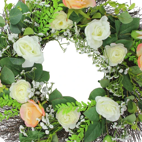 Northlight Rose And Foliage Artificial Spring Wreath - 24-Inch, Unlit 3 Northlight Rose And Foliage Artificial Spring Wreath - 24-Inch, Unlit - Image 3
