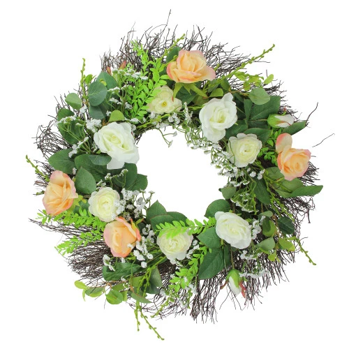 Northlight Rose And Foliage Artificial Spring Wreath - 24-Inch, Unlit 1 Northlight Rose And Foliage Artificial Spring Wreath - 24-Inch, Unlit