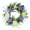 Northlight Daisy And Peony Foliage Twig Artificial Floral Wreath, Purple 22-Inch