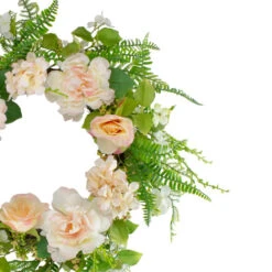 Northlight Rose And Peony Fern Artificial Floral Spring Wreath, Pink - 24-Inch -Chic Christmas Decoration northlight vm18649 2 updated 82064.1623246295