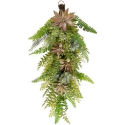 Northlight 28" Leaves And Succulents Artificial Spring Teardrop Swag - Unlit