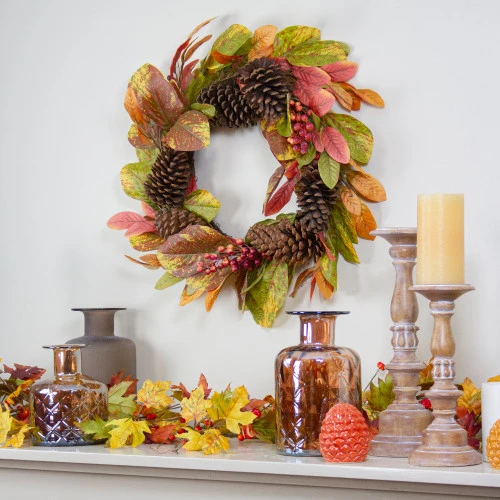 Northlight Leaves And Berries Twig Artificial Thanksgiving Wreath - 26-Inch, Unlit 2 Northlight Leaves And Berries Twig Artificial Thanksgiving Wreath - 26-Inch, Unlit - Image 2