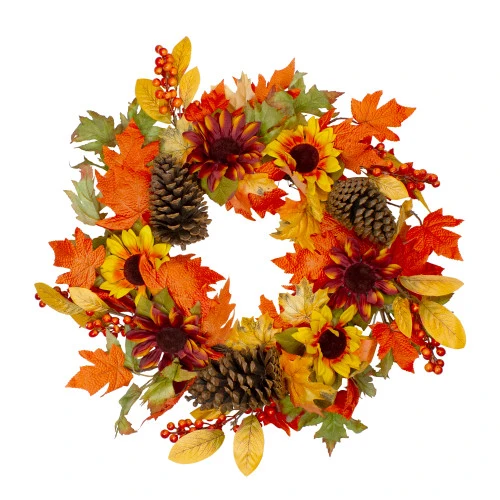 Northlight Sunflower And Pine Cone Artificial Thanksgiving Wreath - 24-Inch, Unlit 1 Northlight Sunflower And Pine Cone Artificial Thanksgiving Wreath - 24-Inch, Unlit