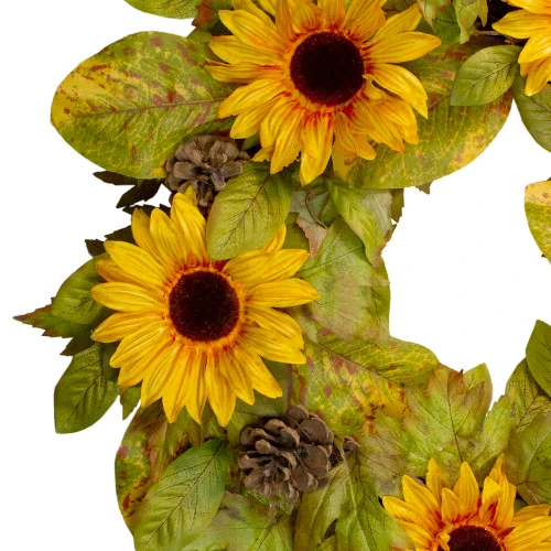 Northlight Yellow Sunflower And Pine Cone Artificial Fall Harvest Wreath - 24 Inch, Unlit 3 Northlight Yellow Sunflower And Pine Cone Artificial Fall Harvest Wreath - 24 Inch, Unlit - Image 3