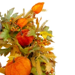 Northlight Velvet Pumpkins And Wheat Artificial Fall Harvest Wreath - 24-Inch, Unlit -Chic Christmas Decoration northlight vm26532 4 38594.1665519921