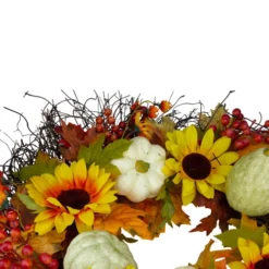 Northlight Sunflowers And Gourds Artificial Thanksgiving Wreath - 26-Inch, Unlit -Chic Christmas Decoration northlight vm26536 4 82290.1665433300