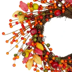 Northlight Berries And Apples Foliage Twig Artificial Thanksgiving Wreath - 18-Inch, Unlit -Chic Christmas Decoration northlight vm26538 1 72620.1665087795