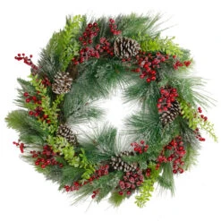 Chic Christmas Decoration 7 Northlight Iced Red Berries And Mixed Pine Artificial Christmas Wreath - 32 Inch, Unllit