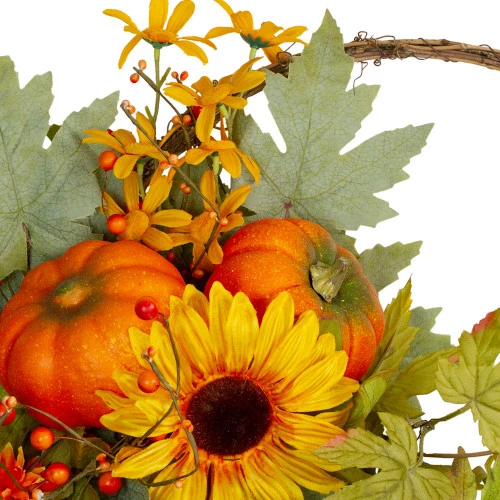 Northlight Cornucopia And Sunflower With Pumpkins Artificial Thanksgiving Wreath - 20-Inch, Unlit 3 Northlight Cornucopia And Sunflower With Pumpkins Artificial Thanksgiving Wreath - 20-Inch, Unlit - Image 3