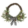 Northlight Plaid Bow And Winter Foliage Artificial Christmas Twig Wreath - 23-inch, Unlit