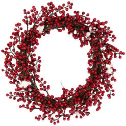 Northlight Red Berry With Frosted Accents Artificial Christmas Wreath, 18-Inch, Unlit