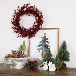 Northlight Red Berry With Frosted Accents Artificial Christmas Wreath, 18-Inch, Unlit -Chic Christmas Decoration northlight vm37740 styled 2 32557.1691161227