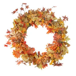 Northlight Orange Berries And Leaves Twig Artificial Wreath - 32-Inch, Unlit