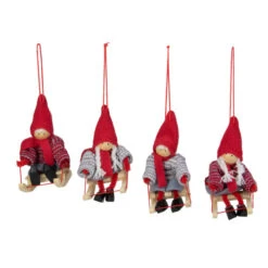 Northlight Set Of 4 Holiday Kids On Sleds Christmas Ornaments 4"