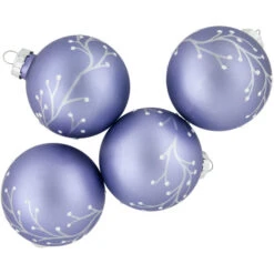 Northlight 4ct Matte Purple Glass Ball Christmas Ornaments With Branch Design 2.5" (63.5mm) -Chic Christmas Decoration northlight wy00127 1new 24671.1674812771