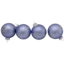 Northlight 4ct Matte Purple Glass Ball Christmas Ornaments With Branch Design 2.5" (63.5mm) -Chic Christmas Decoration northlight wy00127 updated2022 27001.1674812771