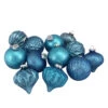 Northlight 12ct Teal Blue 3-Finish Christmas Ornaments 3.75" (95mm)