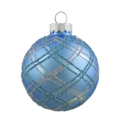 Northlight 4ct Blue And Silver Plaid Glitter Glass Christmas Ornament Ball Set 2.75" (70mm) -Chic Christmas Decoration northlight wy00426 1 04509.1669192532