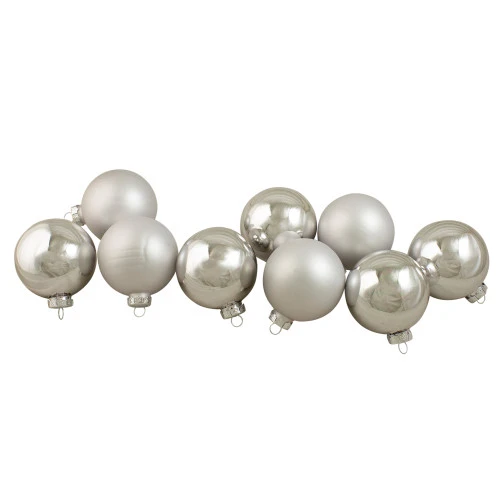 Northlight 9ct Silver 2-Finish Glass Christmas Ball Ornaments 2.5" (65mm) 1 Northlight 9ct Silver 2-Finish Glass Christmas Ball Ornaments 2.5" (65mm)
