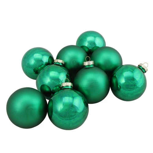 Northlight 9ct Green 2-Finish Glass Christmas Ball Ornaments 2.5" (60mm) 2 Northlight 9ct Green 2-Finish Glass Christmas Ball Ornaments 2.5" (60mm) - Image 2