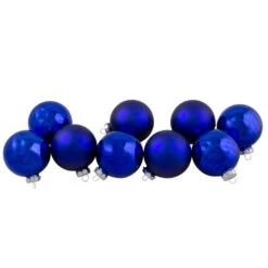Northlight 9ct Shiny And Matte Royal Blue Glass Ball Christmas Ornaments 2.5" (65mm) -Chic Christmas Decoration northlight wy00741 3 34529.1665174041