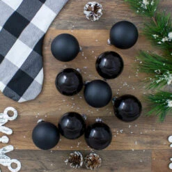 Northlight 9ct Shiny And Matte Black Glass Ball Christmas Ornaments 2.5" (65mm) -Chic Christmas Decoration northlight wy00746 4 16010.1588344825