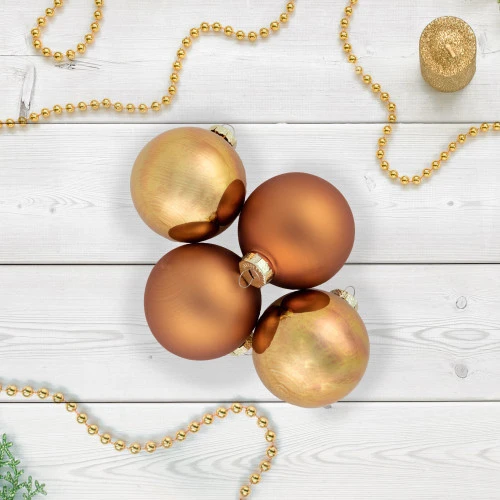 Northlight 9ct Brown 2-Finish Christmas Glass Ball Ornaments 2.5" (65mm) 2 Northlight 9ct Brown 2-Finish Christmas Glass Ball Ornaments 2.5" (65mm) - Image 2