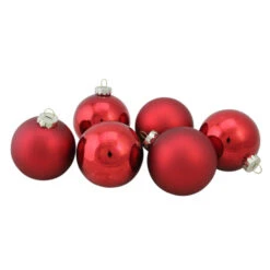 Northlight 6ct Red Glass 2-Finish Christmas Ball Ornaments 3.25" (80mm) -Chic Christmas Decoration northlight wy00750 3 18565.1602122187