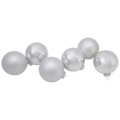 Northlight 6ct Silver 2-Finish Christmas Glass Ball Ornaments 3.25" -Chic Christmas Decoration northlight wy00753 updated2022 55103.1677147410