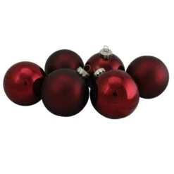 Northlight 6ct Burgundy Red 2-Finish Glass Ball Christmas Ornaments 3.25" (80mm) -Chic Christmas Decoration northlight wy00754 3 55210.1665580317