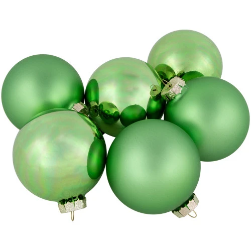 Northlight 6ct Shiny And Matte Green Glass Ball Christmas Ornaments 3.25" (82mm) 3 Northlight 6ct Shiny And Matte Green Glass Ball Christmas Ornaments 3.25" (82mm) - Image 3